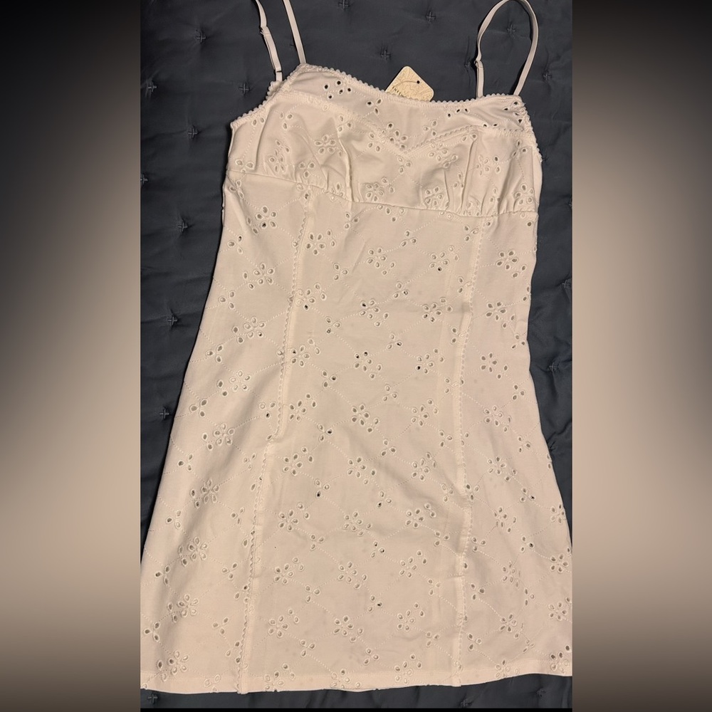Free People Cream Eyelet Mini Dress